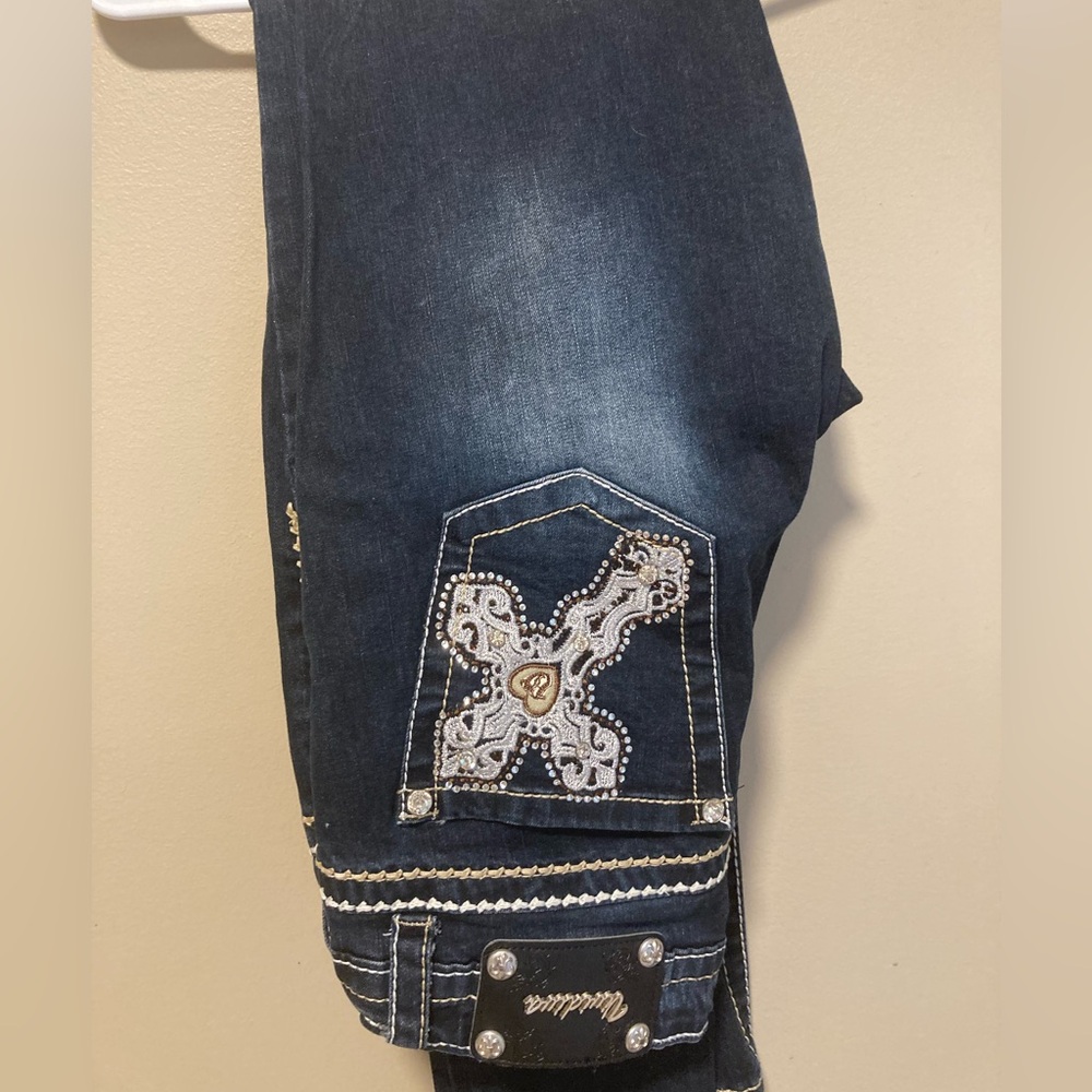 Dark wash straight leg jeans